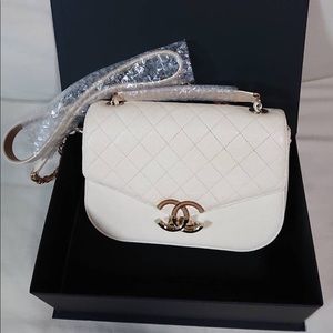 Chanel flap bag white